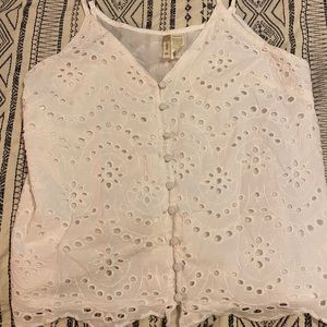 Japna boho white lace button up tank top